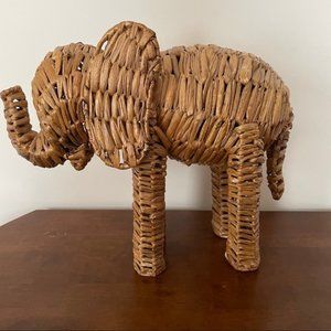 Vintage Seagrass Woven Elephant